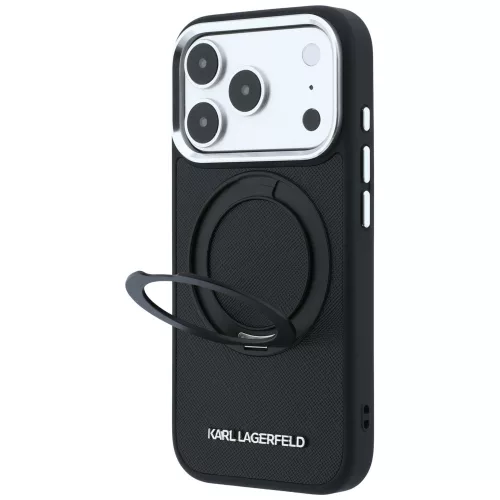 Karl Lagerfeld - Ring Stand 360 Saffiano MagSafe (KLHMP18L6PSARSKMK) - iPhone 18 Pro / iPhone 17 Pro - Black