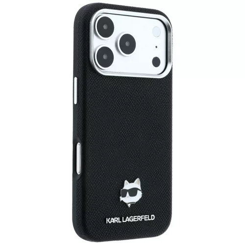 Karl Lagerfeld - Grained Leather C Head Metal MagSafe (KLHMP18X6PSCHLK) - iPhone 18 Pro Max / iPhone 17 Pro Max - Black