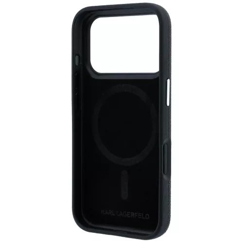 Karl Lagerfeld - Grained Leather C Head Metal MagSafe (KLHMP18X6PSCHLK) - iPhone 18 Pro Max / iPhone 17 Pro Max - Black