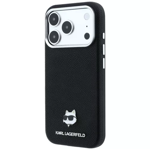 Karl Lagerfeld - Grained Leather C Head Metal MagSafe (KLHMP18X6PSCHLK) - iPhone 18 Pro Max / iPhone 17 Pro Max - Black