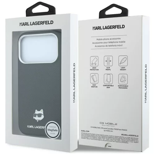 Karl Lagerfeld - Grained Leather C Head Metal MagSafe (KLHMP18X6PSCHLK) - iPhone 18 Pro Max / iPhone 17 Pro Max - Black
