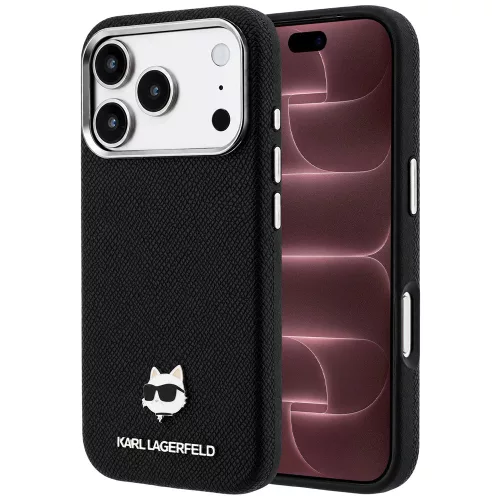 Karl Lagerfeld - Grained Leather C Head Metal MagSafe (KLHMP18X6PSCHLK) - iPhone 18 Pro Max / iPhone 17 Pro Max - Black