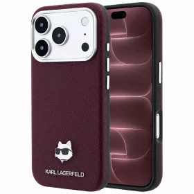   Karl Lagerfeld - Grained Leather Choupette Head MagSafe (KLHMP18X6PSCHLR) - iPhone 18 Pro Max / iPhone 17 Pro Max  - Burgundy
