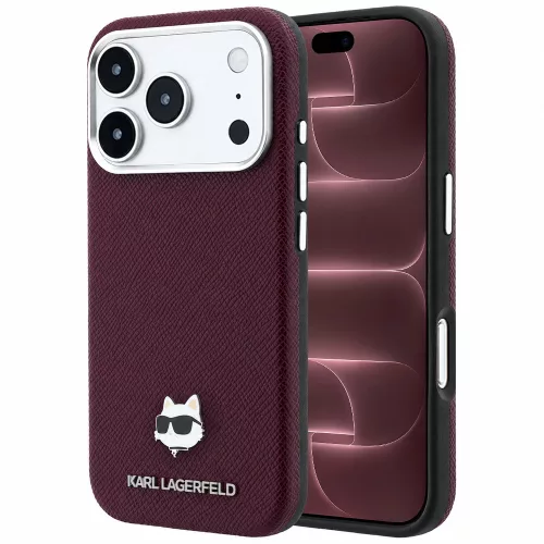 Karl Lagerfeld - Grained Leather Choupette Head MagSafe (KLHMP18X6PSCHLR) - iPhone 18 Pro Max / iPhone 17 Pro Max  - Burgundy
