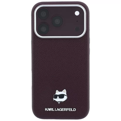 Karl Lagerfeld - Grained Leather Choupette Head MagSafe (KLHMP18X6PSCHLR) - iPhone 18 Pro Max / iPhone 17 Pro Max  - Burgundy