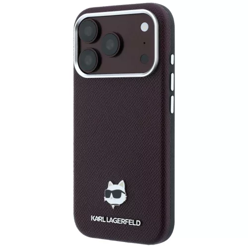 Karl Lagerfeld - Grained Leather Choupette Head MagSafe (KLHMP18X6PSCHLR) - iPhone 18 Pro Max / iPhone 17 Pro Max  - Burgundy