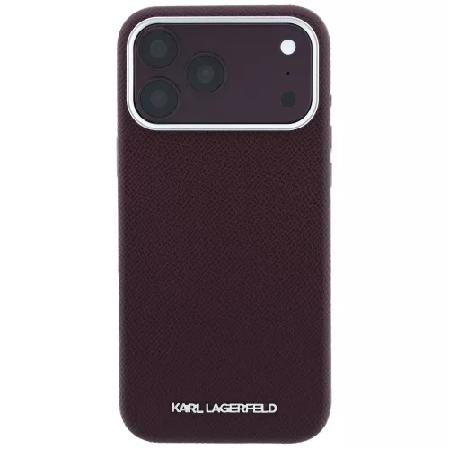 Karl Lagerfeld - Grained Leather Elongated Logo MagSafe (KLHMP18LPSWGKLR) - iPhone 18 Pro / iPhone 17 Pro - Burgundy