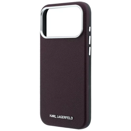 Karl Lagerfeld - Grained Leather Elongated Logo MagSafe (KLHMP18LPSWGKLR) - iPhone 18 Pro / iPhone 17 Pro - Burgundy