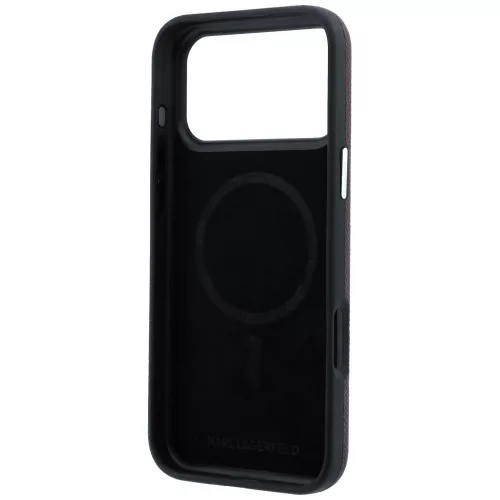 Karl Lagerfeld - Grained Leather Elongated Logo MagSafe (KLHMP18LPSWGKLR) - iPhone 18 Pro / iPhone 17 Pro - Burgundy