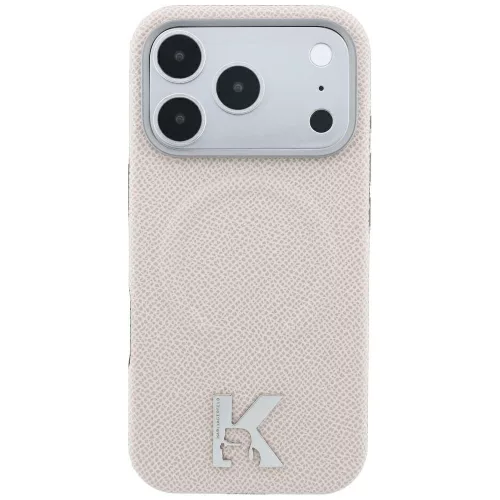 Karl Lagerfeld - Grained Leather Embossed Ring MagSafe (KLHMP18X6PWBKECE) - iPhone 18 Pro Max / iPhone 17 Pro Max - Beige