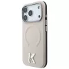 Karl Lagerfeld - Grained Leather Embossed Ring MagSafe (KLHMP18X6PWBKECE) - iPhone 18 Pro Max / iPhone 17 Pro Max - Beige