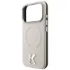 Karl Lagerfeld - Grained Leather Embossed Ring MagSafe (KLHMP18X6PWBKECE) - iPhone 18 Pro Max / iPhone 17 Pro Max - Beige