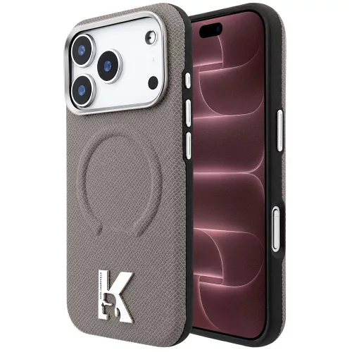 Karl Lagerfeld - Grained Leather Embossed Ring MagSafe (KLHMP18X6PWBKECE) - iPhone 18 Pro Max / iPhone 17 Pro Max - Beige