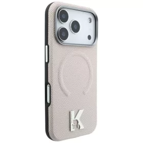   Karl Lagerfeld - Grained Leather Embossed Ring MagSafe (KLHMP18L6PWBKECE) - iPhone 18 Pro / iPhone 17 Pro - Beige