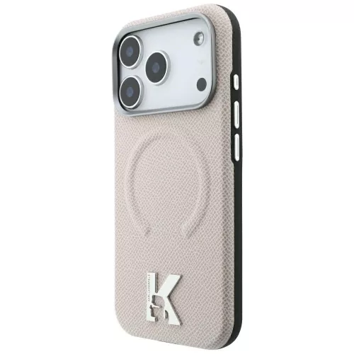Karl Lagerfeld - Grained Leather Embossed Ring MagSafe (KLHMP18L6PWBKECE) - iPhone 18 Pro / iPhone 17 Pro - Beige