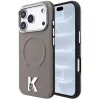 Karl Lagerfeld - Grained Leather Embossed Ring MagSafe (KLHMP18L6PWBKECE) - iPhone 18 Pro / iPhone 17 Pro - Beige