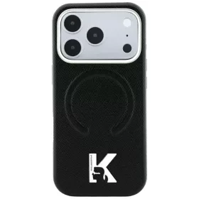   Karl Lagerfeld - Grained Leather Embossed Ring MagSafe (KLHMP18L6PWBKECK) - iPhone 18 Pro / iPhone 17 Pro - Black