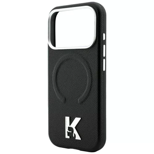 Karl Lagerfeld - Grained Leather Embossed Ring MagSafe (KLHMP18L6PWBKECK) - iPhone 18 Pro / iPhone 17 Pro - Black