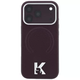   Karl Lagerfeld - Grained Leather Embossed Ring MagSafe (KLHMP18X6PWBKECR) - iPhone 18 Pro Max / iPhone 17 Pro Max - Burgundy