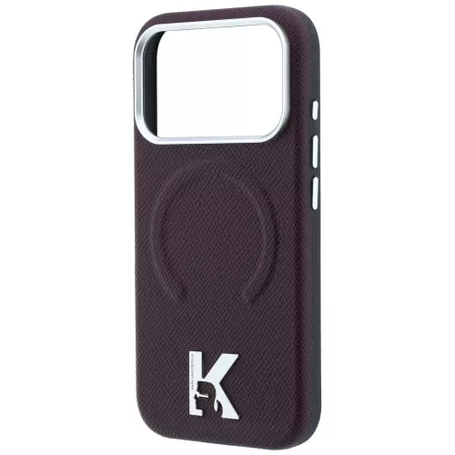 Karl Lagerfeld - Grained Leather Embossed Ring MagSafe (KLHMP18X6PWBKECR) - iPhone 18 Pro Max / iPhone 17 Pro Max - Burgundy