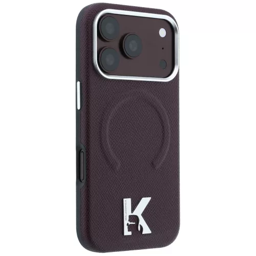 Karl Lagerfeld - Grained Leather Embossed Ring MagSafe (KLHMP18X6PWBKECR) - iPhone 18 Pro Max / iPhone 17 Pro Max - Burgundy