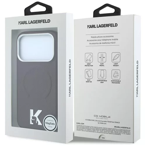 Karl Lagerfeld - Grained Leather Embossed Ring MagSafe (KLHMP18X6PWBKECR) - iPhone 18 Pro Max / iPhone 17 Pro Max - Burgundy