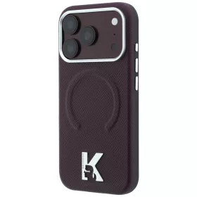   Karl Lagerfeld - Grained Leather Embossed Ring MagSafe (KLHMP18L6PWBKECR) - iPhone 18 Pro / iPhone 17 Pro - Burgundy
