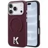 Karl Lagerfeld - Grained Leather Embossed Ring MagSafe (KLHMP18L6PWBKECR) - iPhone 18 Pro / iPhone 17 Pro - Burgundy