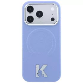  Karl Lagerfeld - Grained Leather Embossed Ring MagSafe (KLHMP18X6PWBKECB) - iPhone 18 Pro Max / iPhone 17 Pro Max - Light Blue