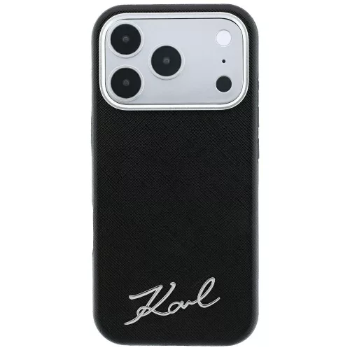 Karl Lagerfeld - Saffiano Small Script Metal Logo MagSafe (KLHMP18L6PWSKSK) - iPhone 18 Pro / iPhone 17 Pro - Black