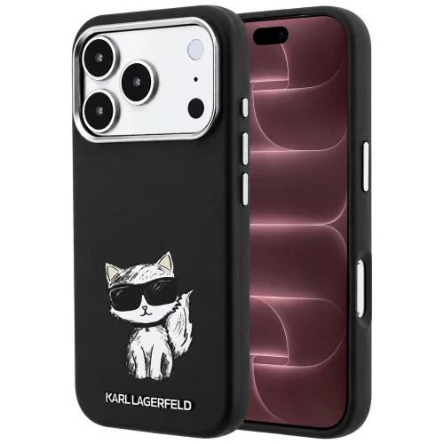 Karl Lagerfeld - Leather Smooth Choupette Sketch MagSafe (KLHMP18X6PWCIKDK) - iPhone 18 Pro Max / iPhone 17 Pro Max - Black