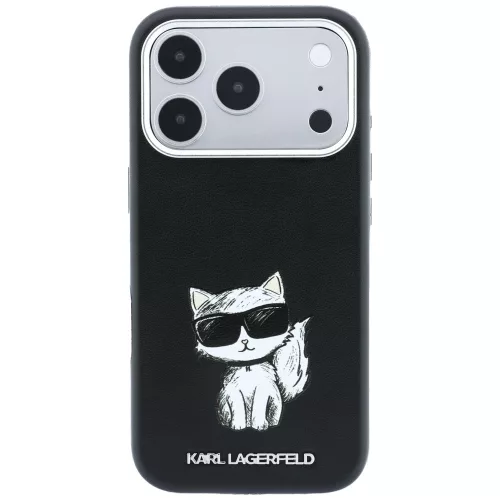 Karl Lagerfeld - Leather Smooth Choupette Sketch MagSafe (KLHMP18X6PWCIKDK) - iPhone 18 Pro Max / iPhone 17 Pro Max - Black