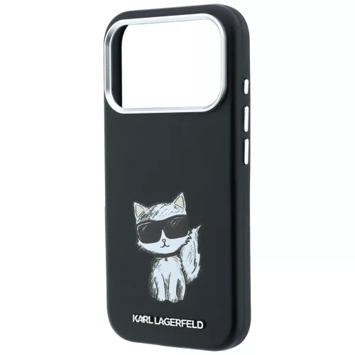 Karl Lagerfeld - Leather Smooth Choupette Sketch MagSafe (KLHMP18X6PWCIKDK) - iPhone 18 Pro Max / iPhone 17 Pro Max - Black
