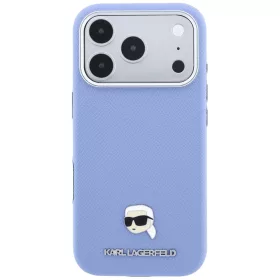  Karl Lagerfeld - Grained Leather KH Metal MagSafe (KLHMP18X6PSKHLB) - iPhone 18 Pro Max / iPhone 17 Pro Max - Light Blue