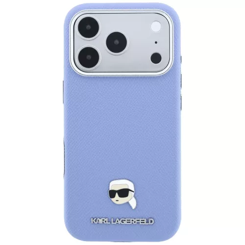 Karl Lagerfeld - Grained Leather KH Metal MagSafe (KLHMP18X6PSKHLB) - iPhone 18 Pro Max / iPhone 17 Pro Max - Light Blue