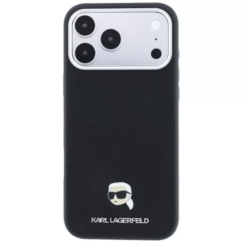 Karl Lagerfeld - Grained Leather KH Metal MagSafe (KLHMP18L6PSKHLK) - iPhone 18 Pro / iPhone 17 Pro - Black