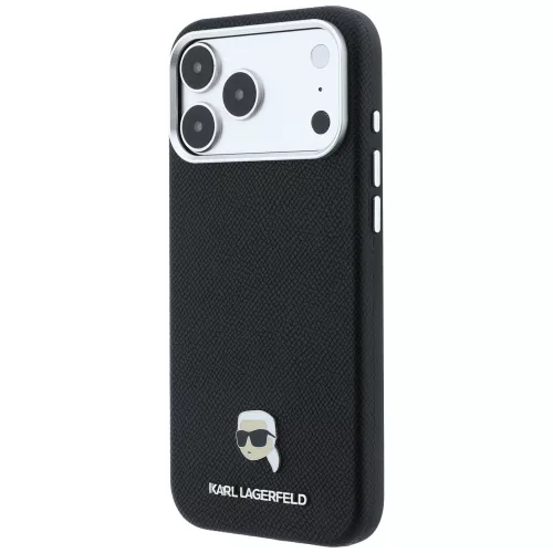 Karl Lagerfeld - Grained Leather KH Metal MagSafe (KLHMP18L6PSKHLK) - iPhone 18 Pro / iPhone 17 Pro - Black