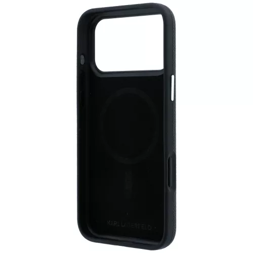 Karl Lagerfeld - Grained Leather KH Metal MagSafe (KLHMP18L6PSKHLK) - iPhone 18 Pro / iPhone 17 Pro - Black