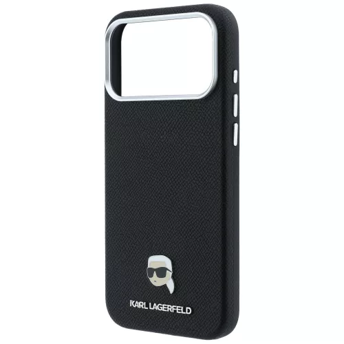 Karl Lagerfeld - Grained Leather KH Metal MagSafe (KLHMP18L6PSKHLK) - iPhone 18 Pro / iPhone 17 Pro - Black