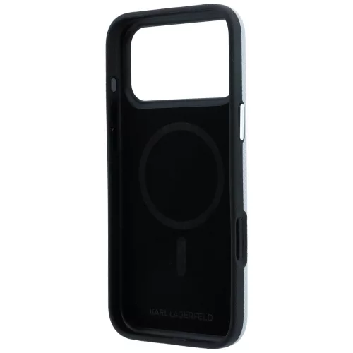 Karl Lagerfeld - Grained Leather KH Metal MagSafe (KLHMP18L6PSKHLG) - iPhone 18 Pro / iPhone 17 Pro - Gray