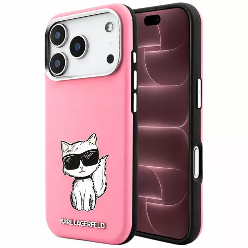 Karl Lagerfeld - Smooth Leather Choupette Sketch MagSafe (KLHMP18X6PWCIKDP) - iPhone 18 Pro Max / iPhone 17 Pro Max - Pink