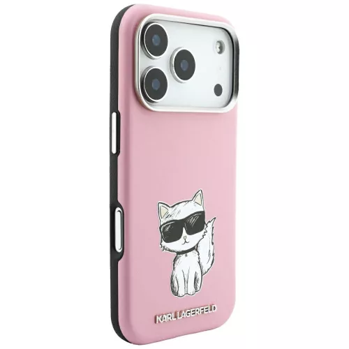 Karl Lagerfeld - Smooth Leather Choupette Sketch MagSafe (KLHMP18X6PWCIKDP) - iPhone 18 Pro Max / iPhone 17 Pro Max - Pink