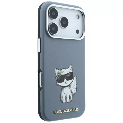 Karl Lagerfeld - Smooth Leather Choupette Sketch MagSafe (KLHMP18X6PWCIKDB) - iPhone 18 Pro Max / iPhone 17 Pro Max - Light Blue