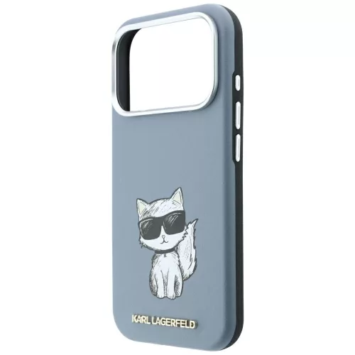 Karl Lagerfeld - Smooth Leather Choupette Sketch MagSafe (KLHMP18X6PWCIKDB) - iPhone 18 Pro Max / iPhone 17 Pro Max - Light Blue