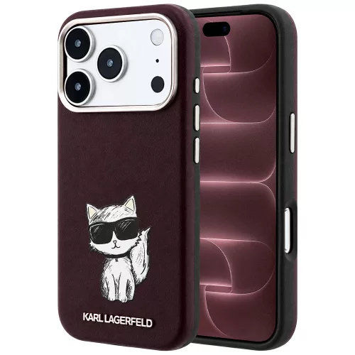 Karl Lagerfeld - Smooth Leather Choupette Sketch MagSafe (KLHMP18X6PWCIKDR) - iPhone 18 Pro Max / iPhone 17 Pro Max - Burgundy