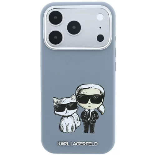 Karl Lagerfeld - Smooth Leather KC Bodies Sketch MagSafe (KLHMP18X6PWKCIDB) - iPhone 18 Pro Max / iPhone 17 Pro Max - Light Blue