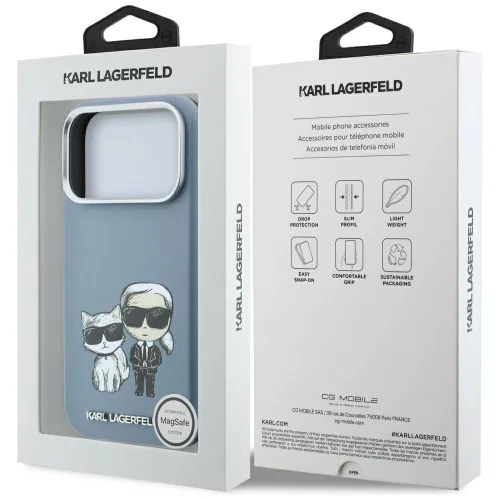 Karl Lagerfeld - Smooth Leather KC Bodies Sketch MagSafe (KLHMP18X6PWKCIDB) - iPhone 18 Pro Max / iPhone 17 Pro Max - Light Blue