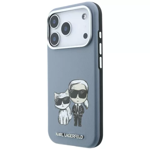 Karl Lagerfeld - Smooth Leather KC Bodies Sketch MagSafe (KLHMP18L6PWKCIDB) - iPhone 18 Pro / iPhone 17 Pro - Light Blue