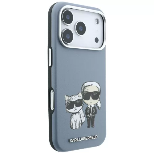 Karl Lagerfeld - Smooth Leather KC Bodies Sketch MagSafe (KLHMP18L6PWKCIDB) - iPhone 18 Pro / iPhone 17 Pro - Light Blue