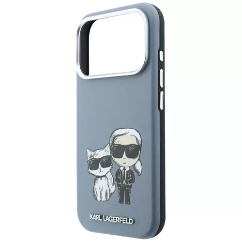 Karl Lagerfeld - Smooth Leather KC Bodies Sketch MagSafe (KLHMP18L6PWKCIDB) - iPhone 18 Pro / iPhone 17 Pro - Light Blue